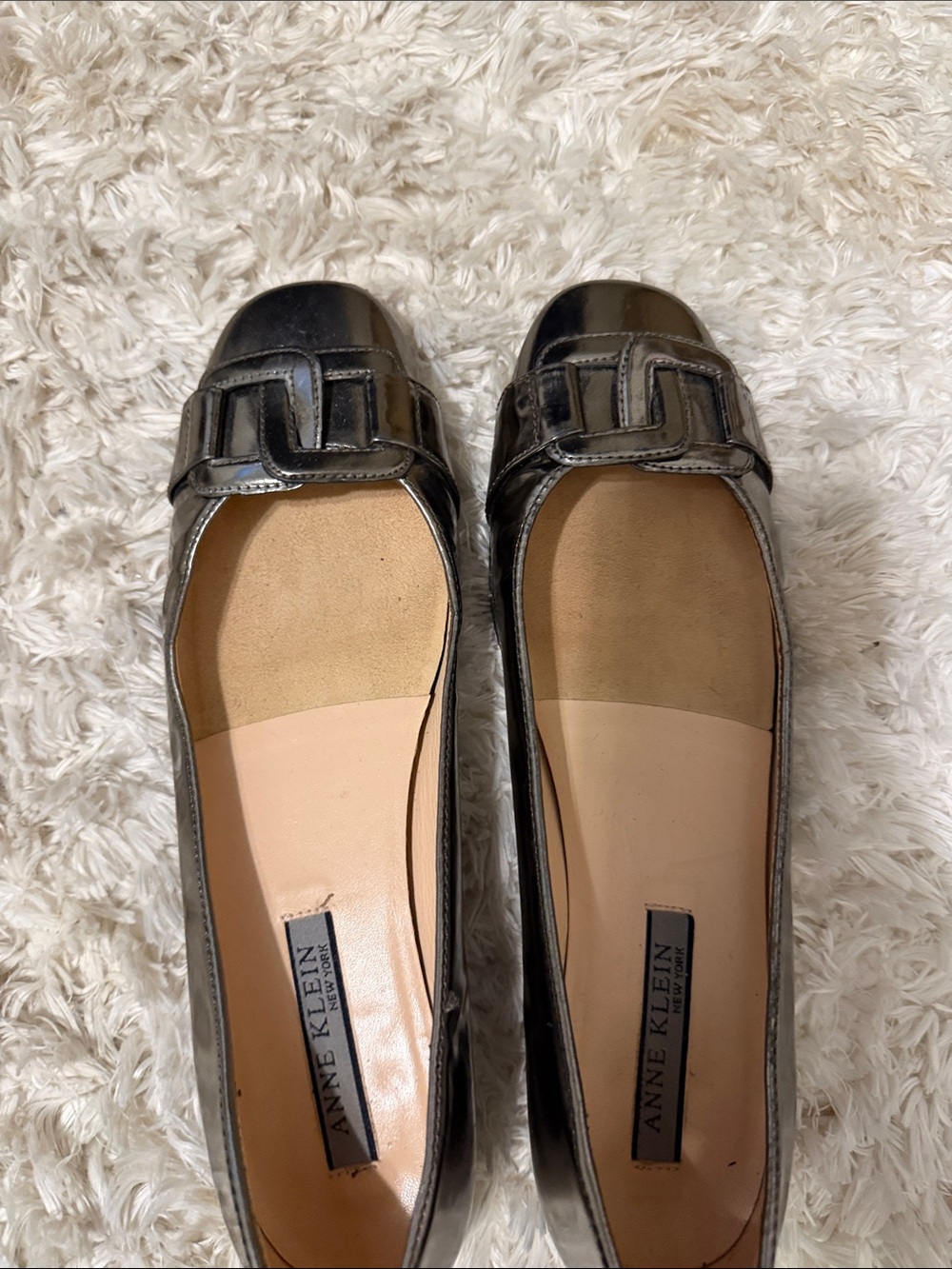 Anne Klein Buckle Flats in Brown